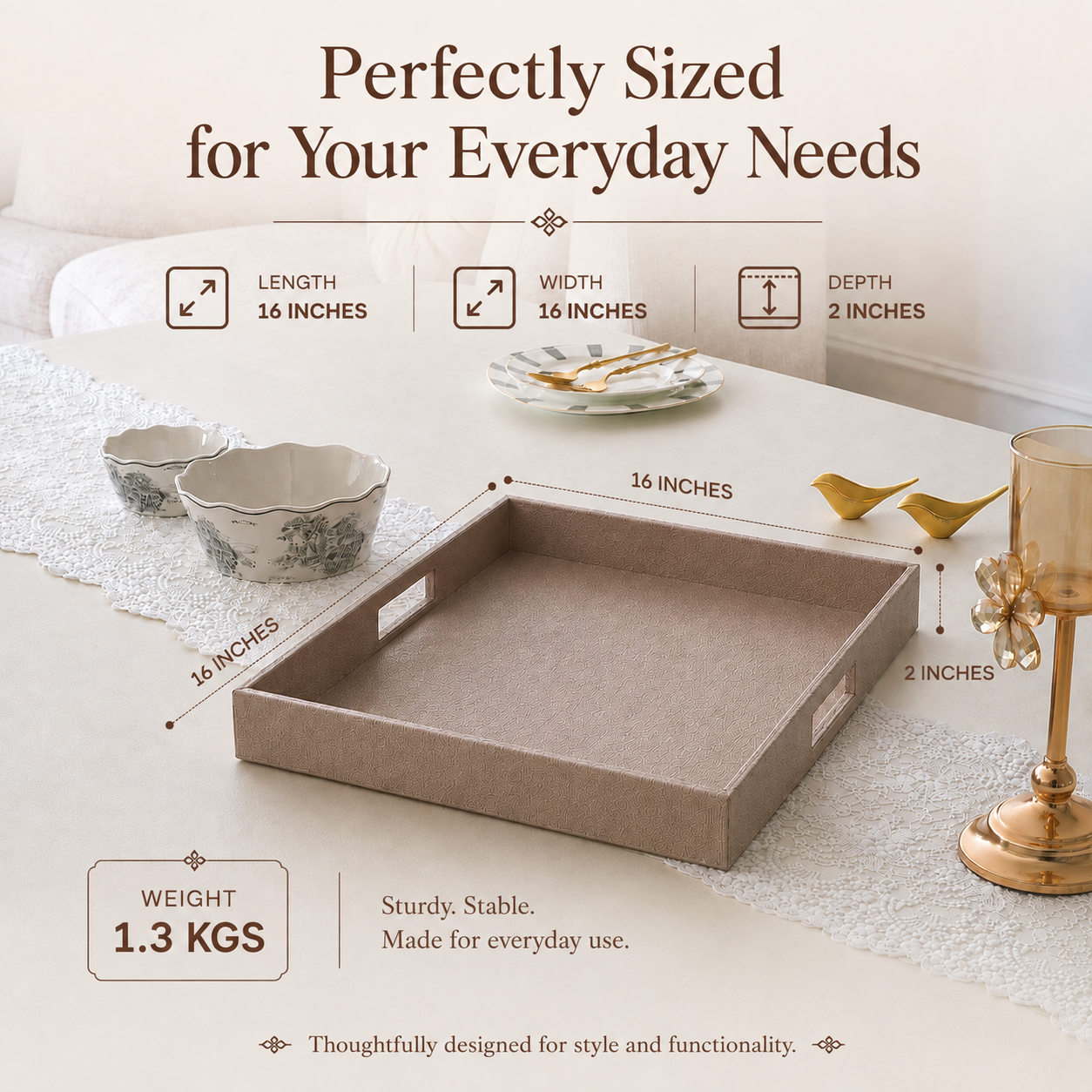 Tray with dimensions and weight