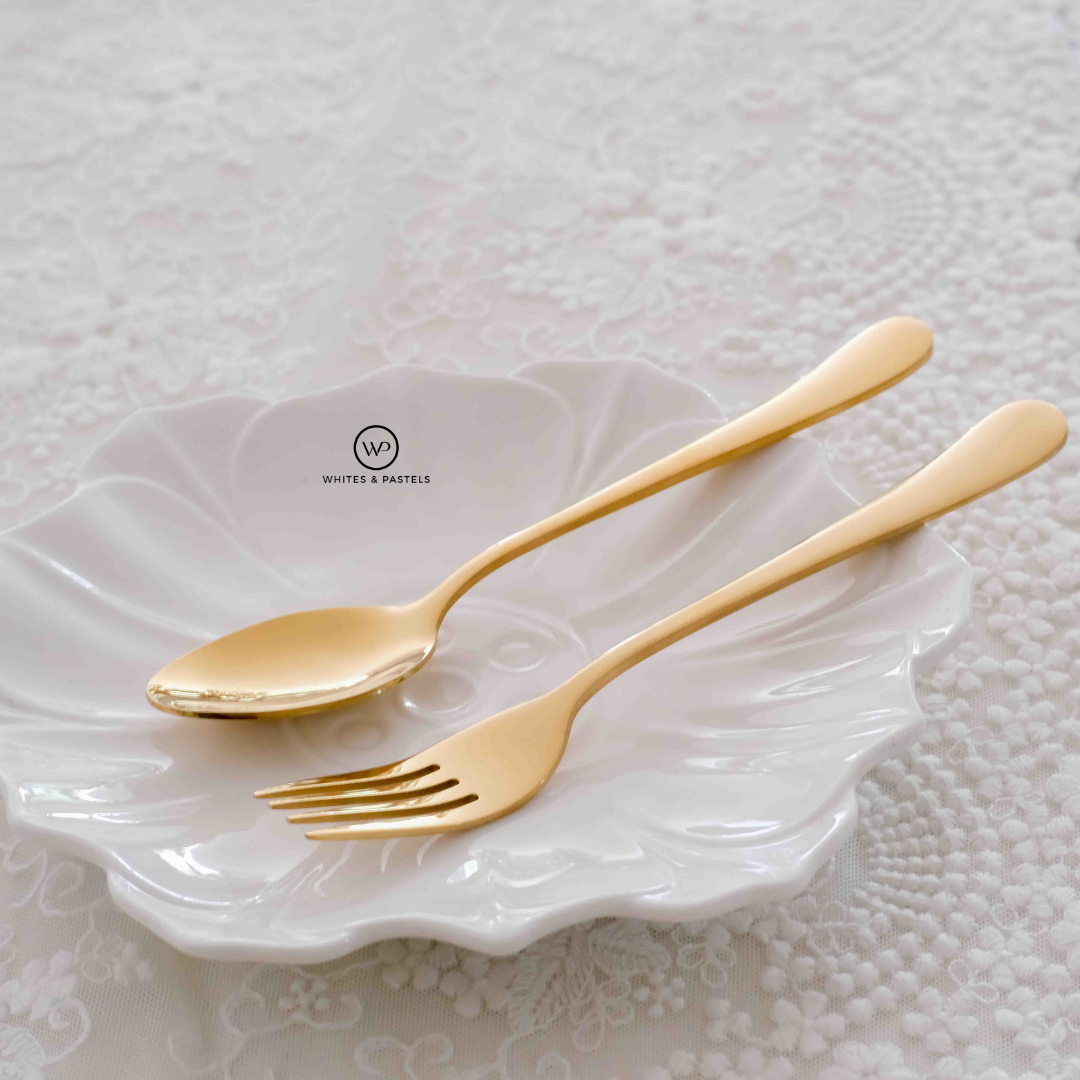 Gold Spoon and Fork | Set  of 12 | Set of 24 | 304 Stainless Steel