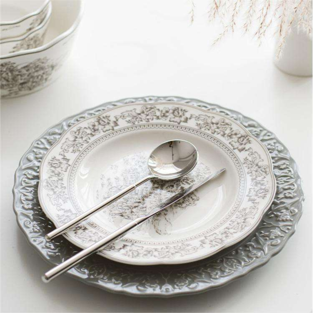Dinner Plates Grey White