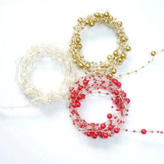 Fairy Lights with Pearls | White | Red | Gold Decor (Photo 2)