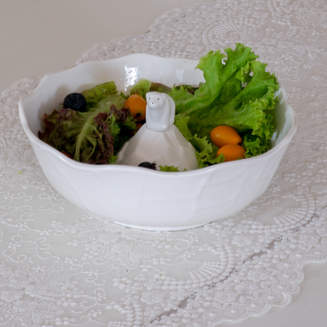 Elegant white bowl for pasta, ramen and salads
