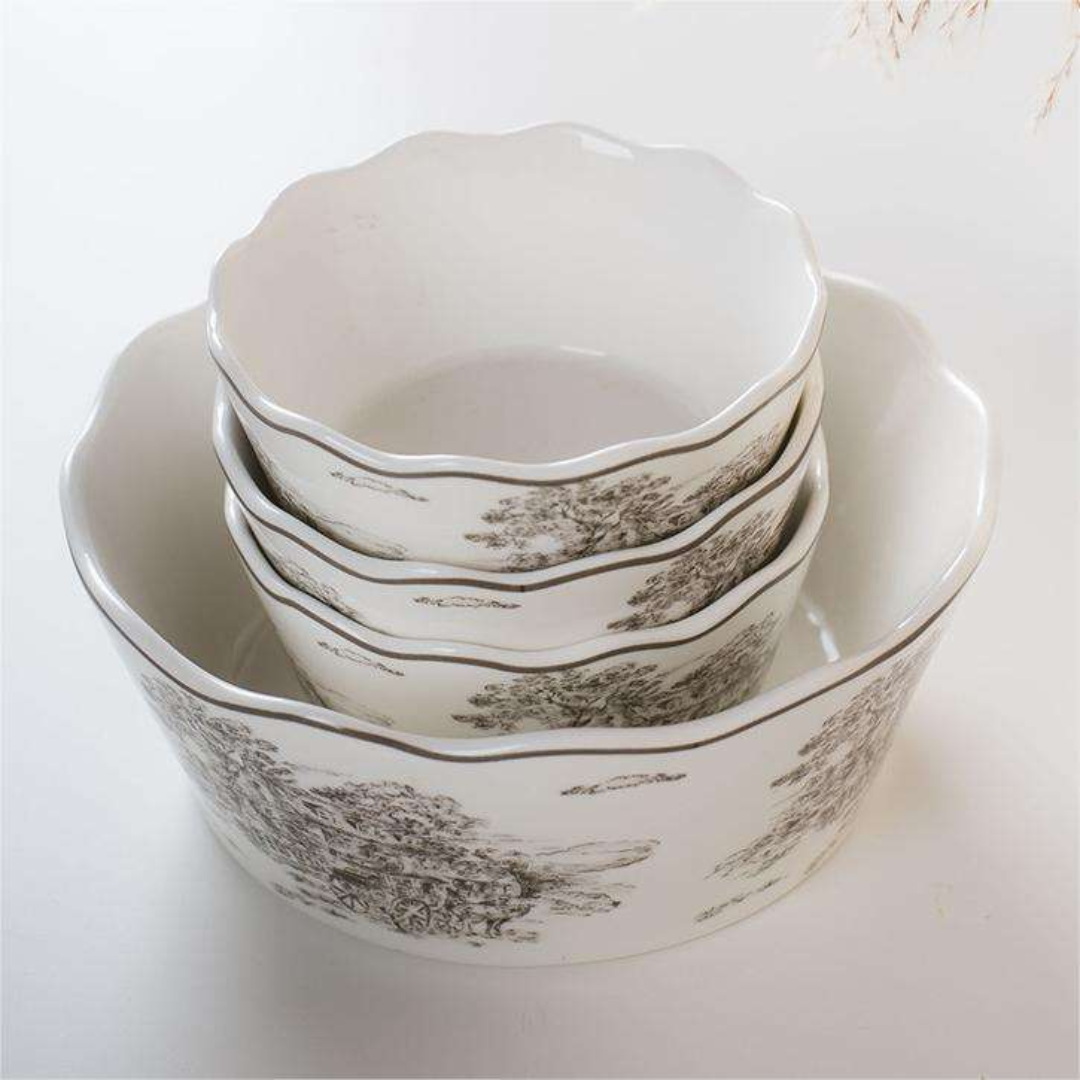 Elegant European-style embossed dinner set by Whites & Pastels