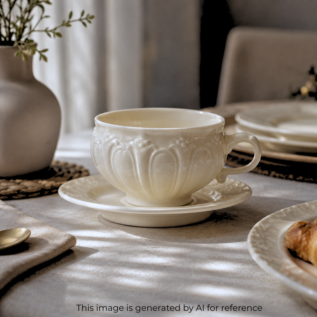 Victorian style porcelain tea cup and saucer for refined tea experiences