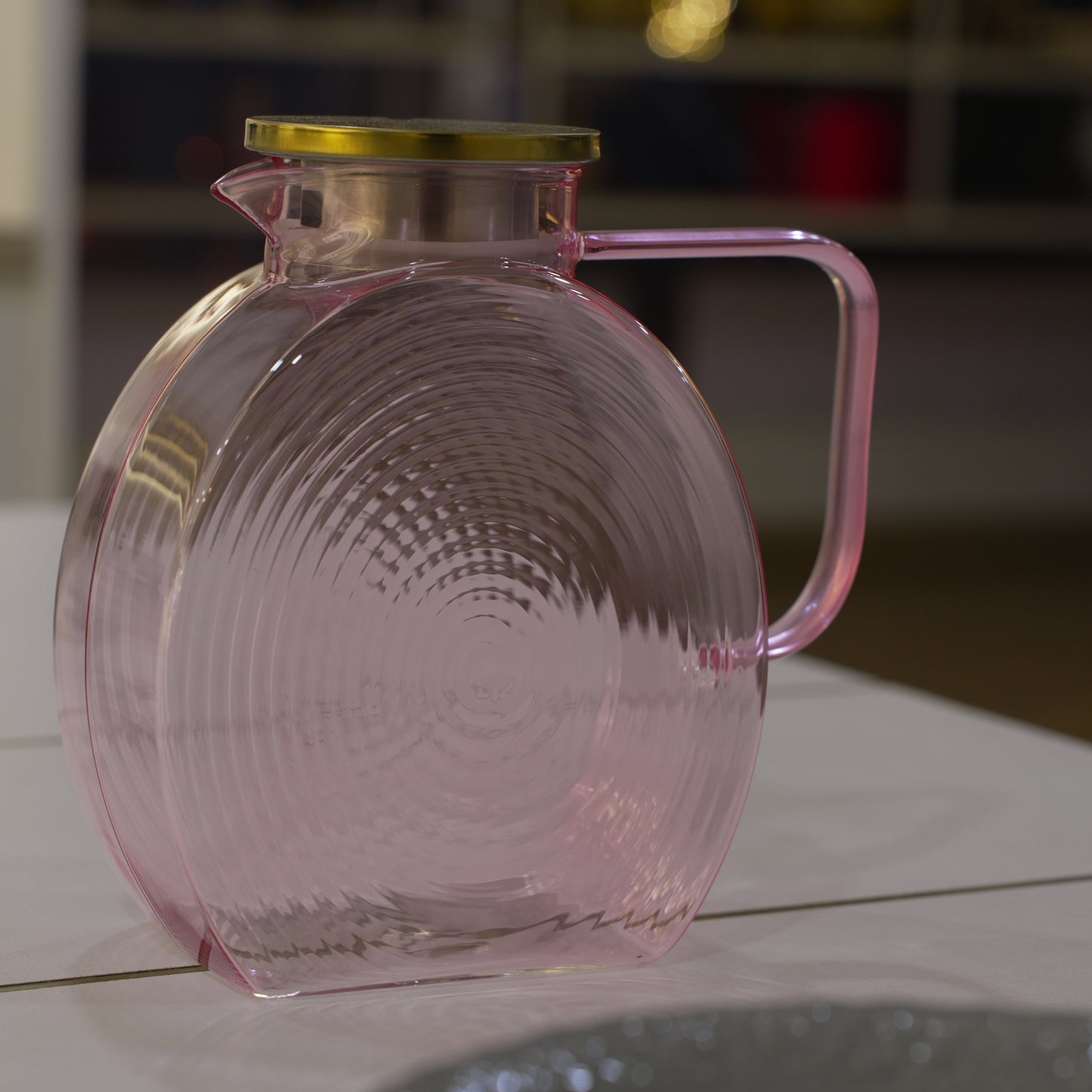 premium pink glass jug for refrigerator side door