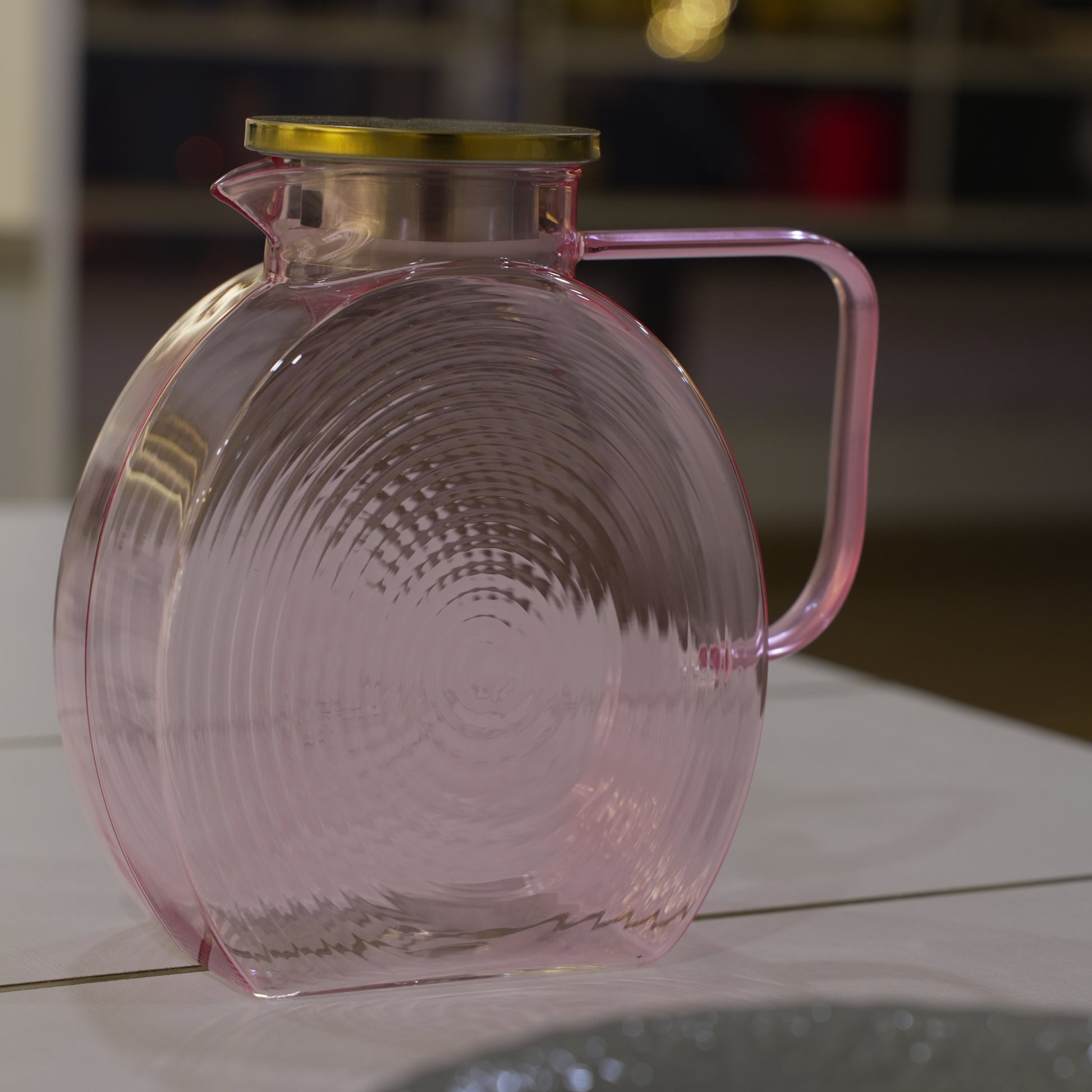 premium pink glass jug for refrigerator side door