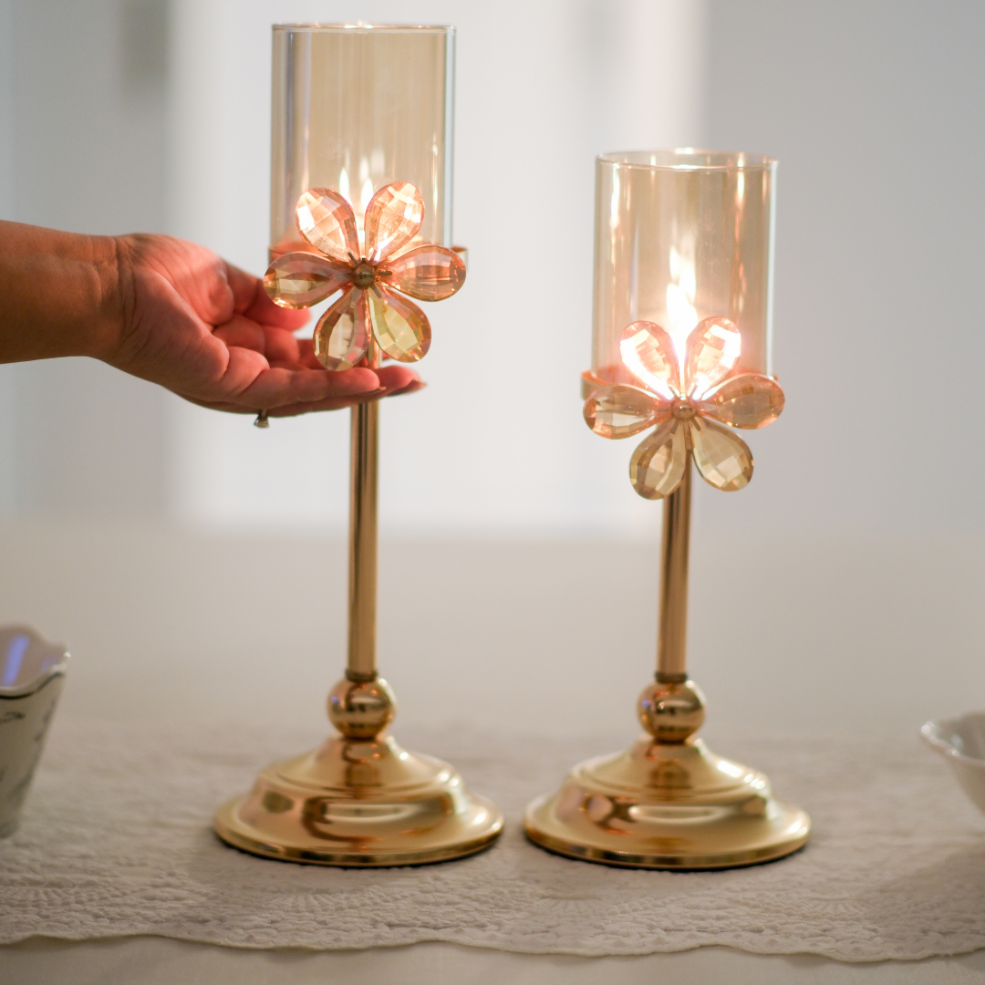 Decorative crystal candle stand for festive table décor