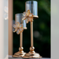 Luxury metal candle holder with crystal floral detailing