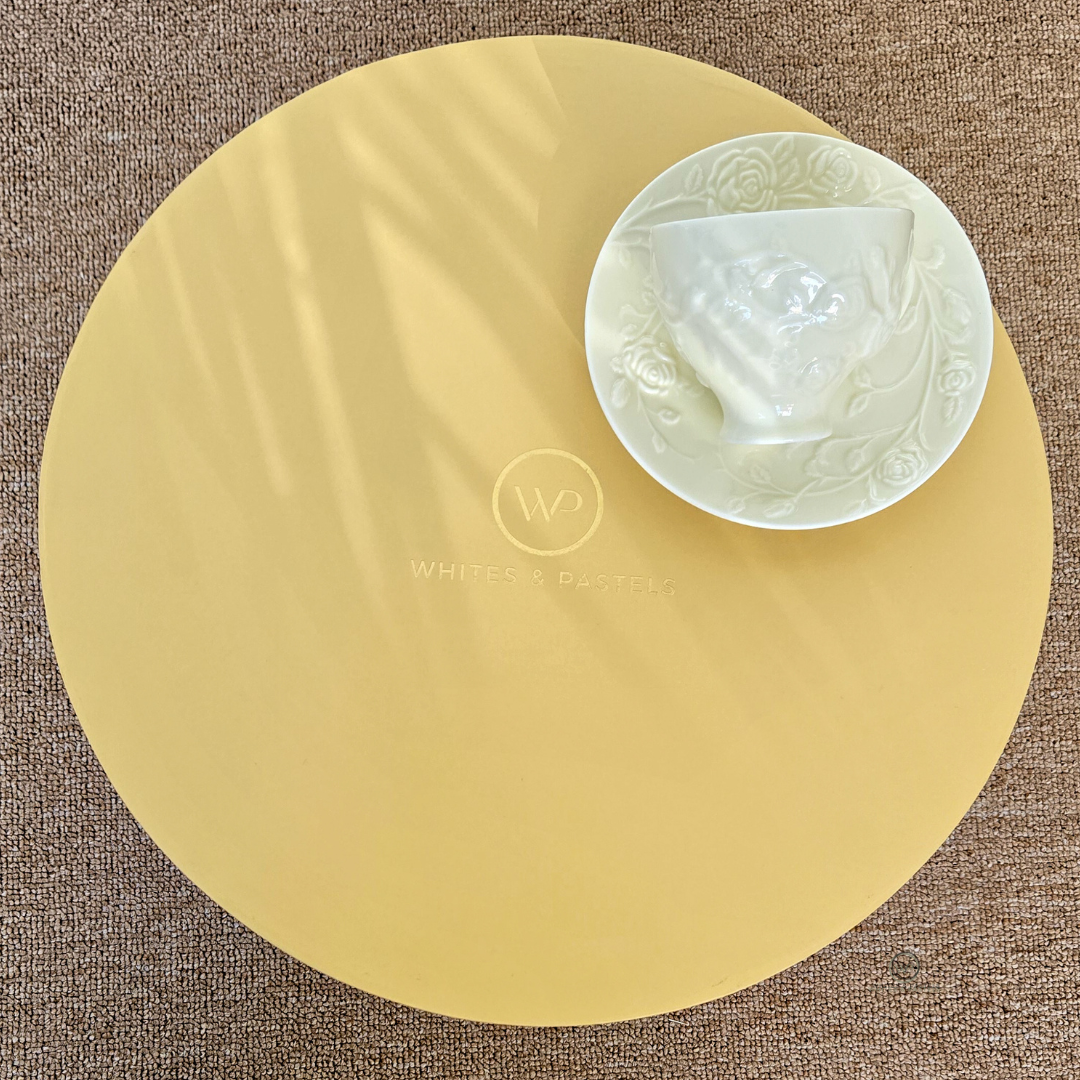 Embossed Cup Saucer in a yellow gift box