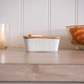 Butter dish with embossed design