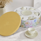 Luxury embossed white ceramic tea cup and saucer set of 6