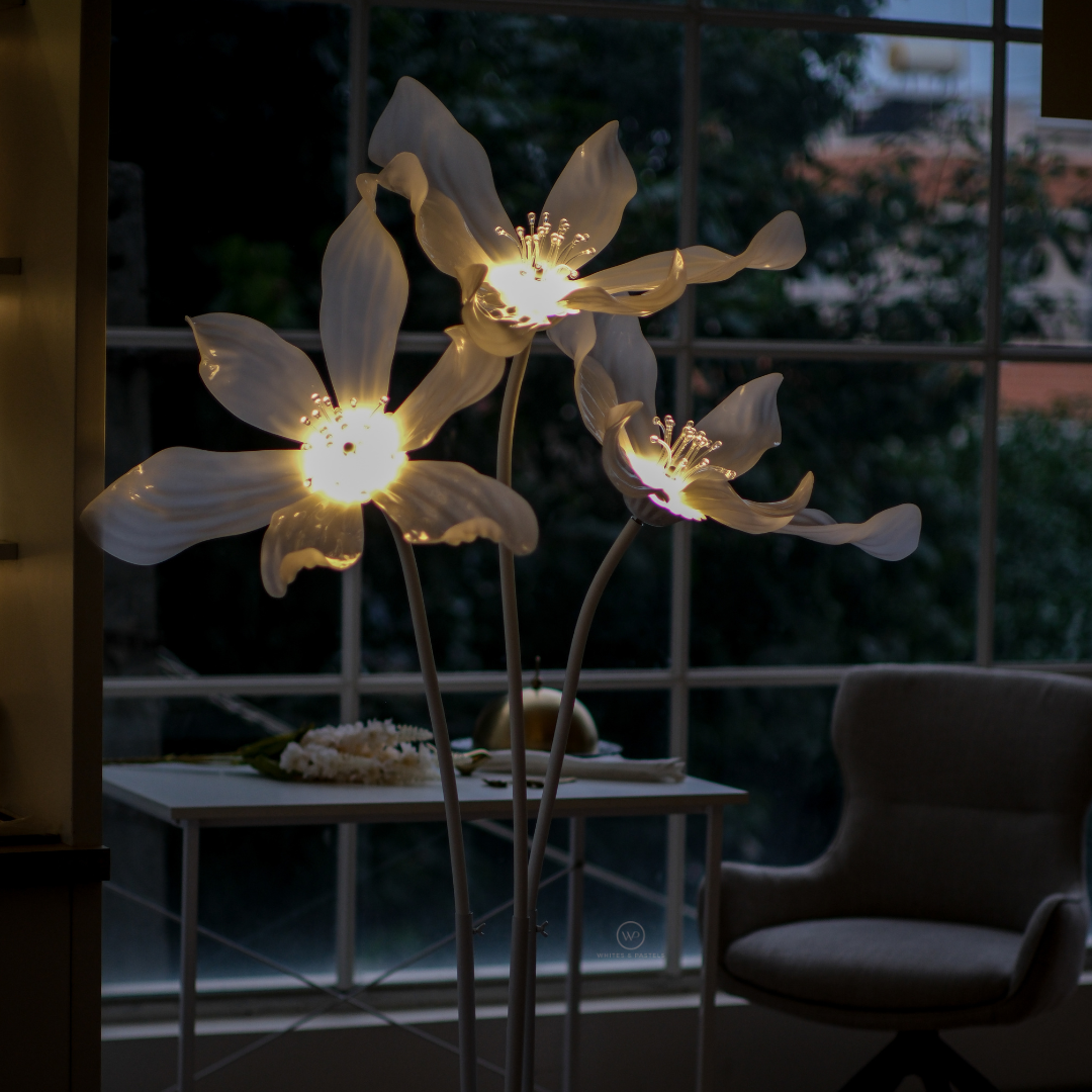 Statement flower lamp for modern interior décor.