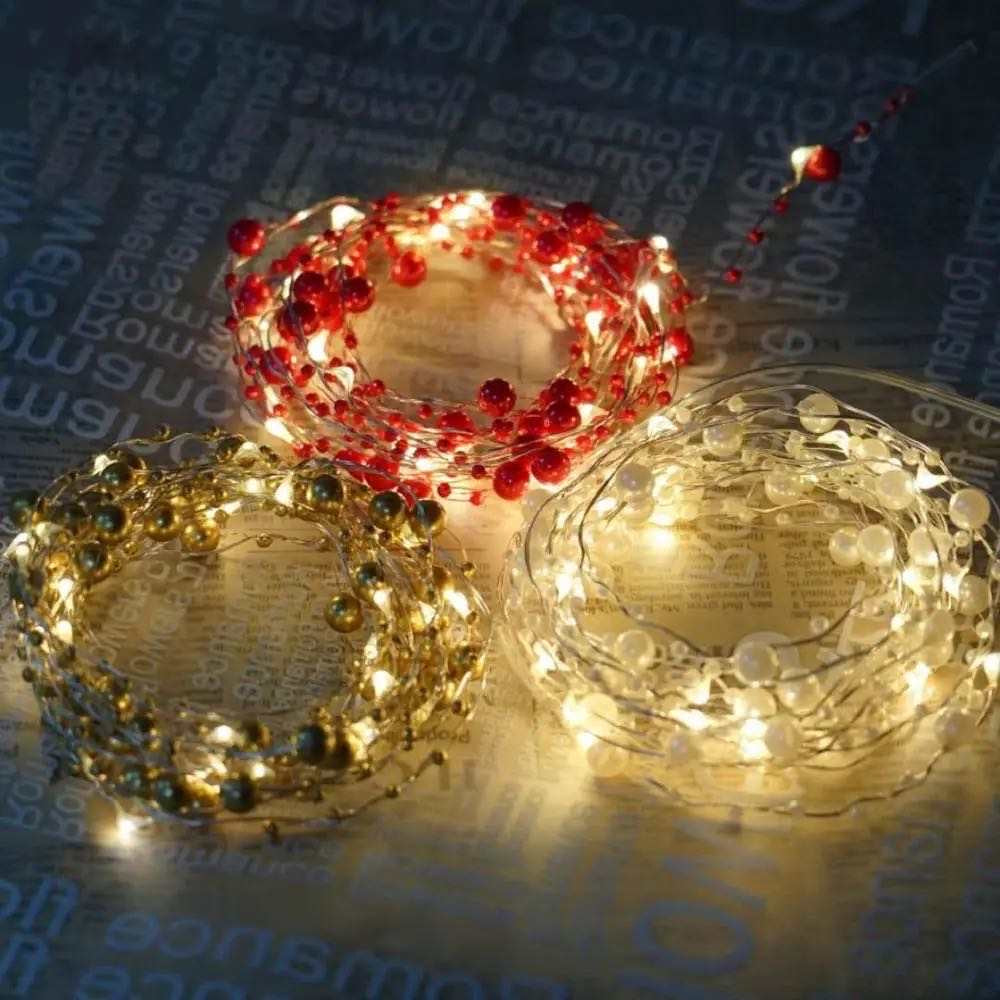 Fairy Lights with Pearls | White | Red - Decor