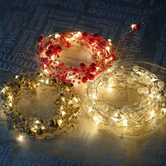 Fairy Lights with Pearls | White | Red - Decor