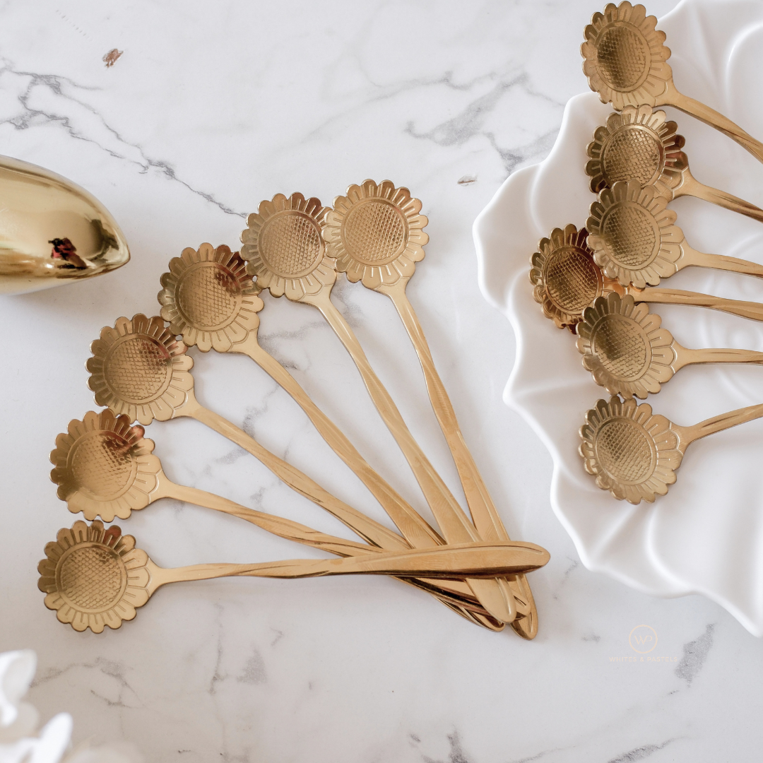 Luxury stainless steel sunflower stirrer spoon set