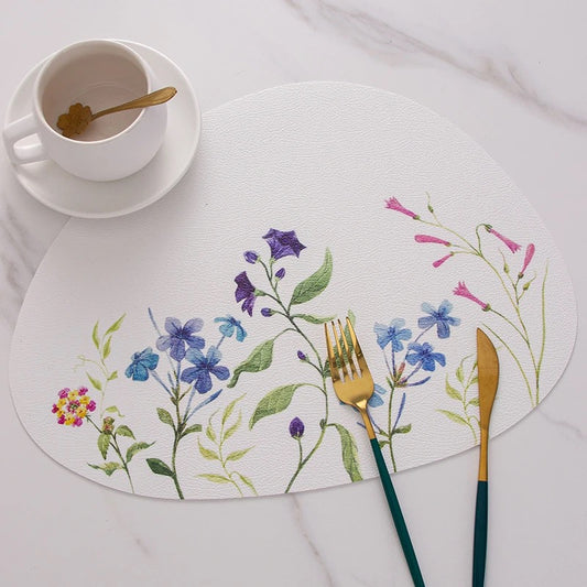 Tablemat placed on Dining table with tea cup and cutlery set