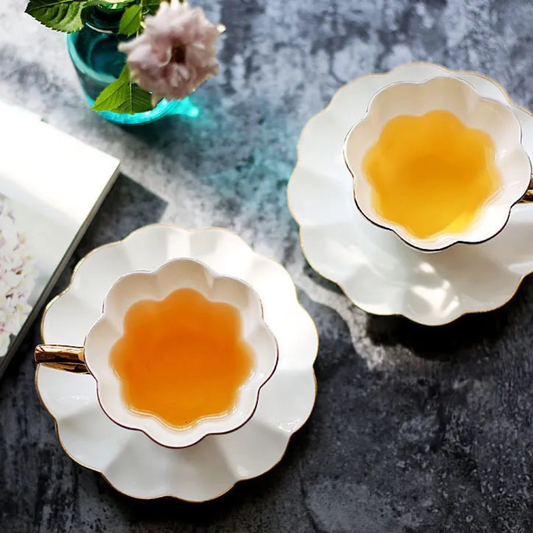 Elegant white porcelain tea cup set for tea party