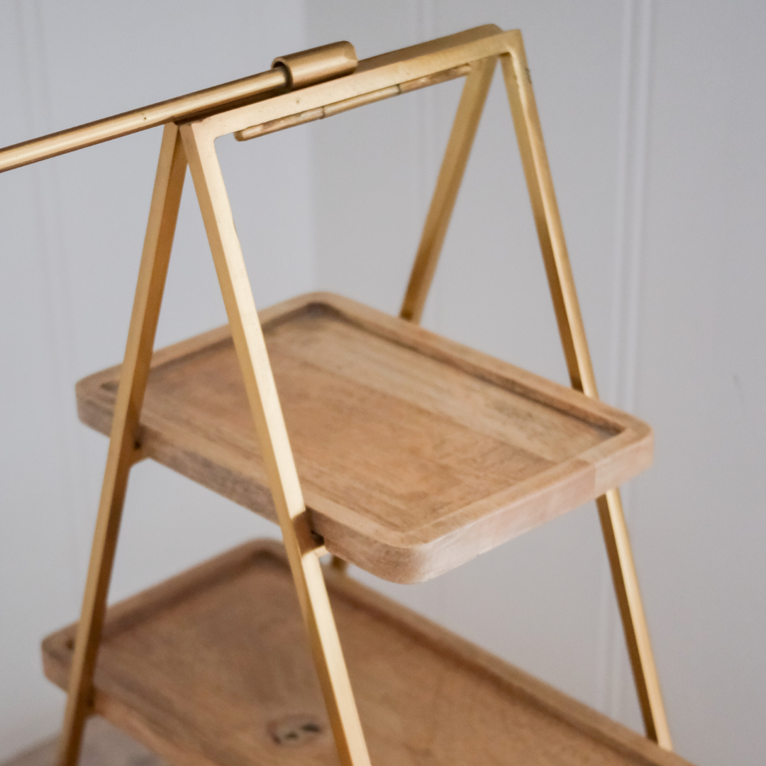 Multi-tier wooden dessert stand for celebrations