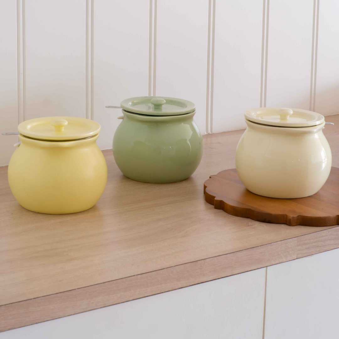 Food-safe ceramic ghee jar suitable for daily kitchen use.