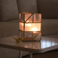 Frosted glass metal lantern ideal for home decoration and candlelight ambience.