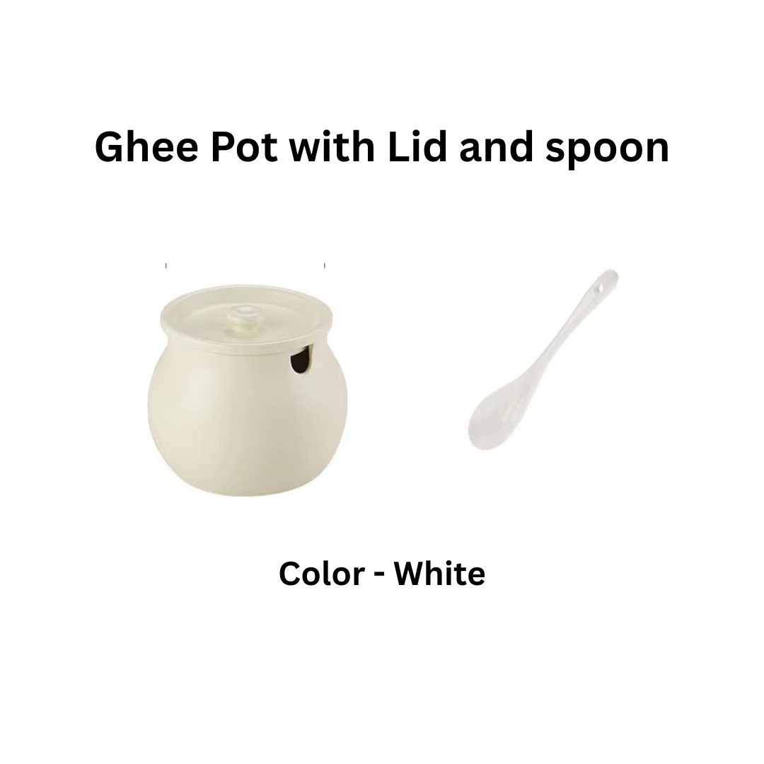 Ghee Pot with Lid & Spoon – 300ml | Microwave Safe | Luxury Porcelain material