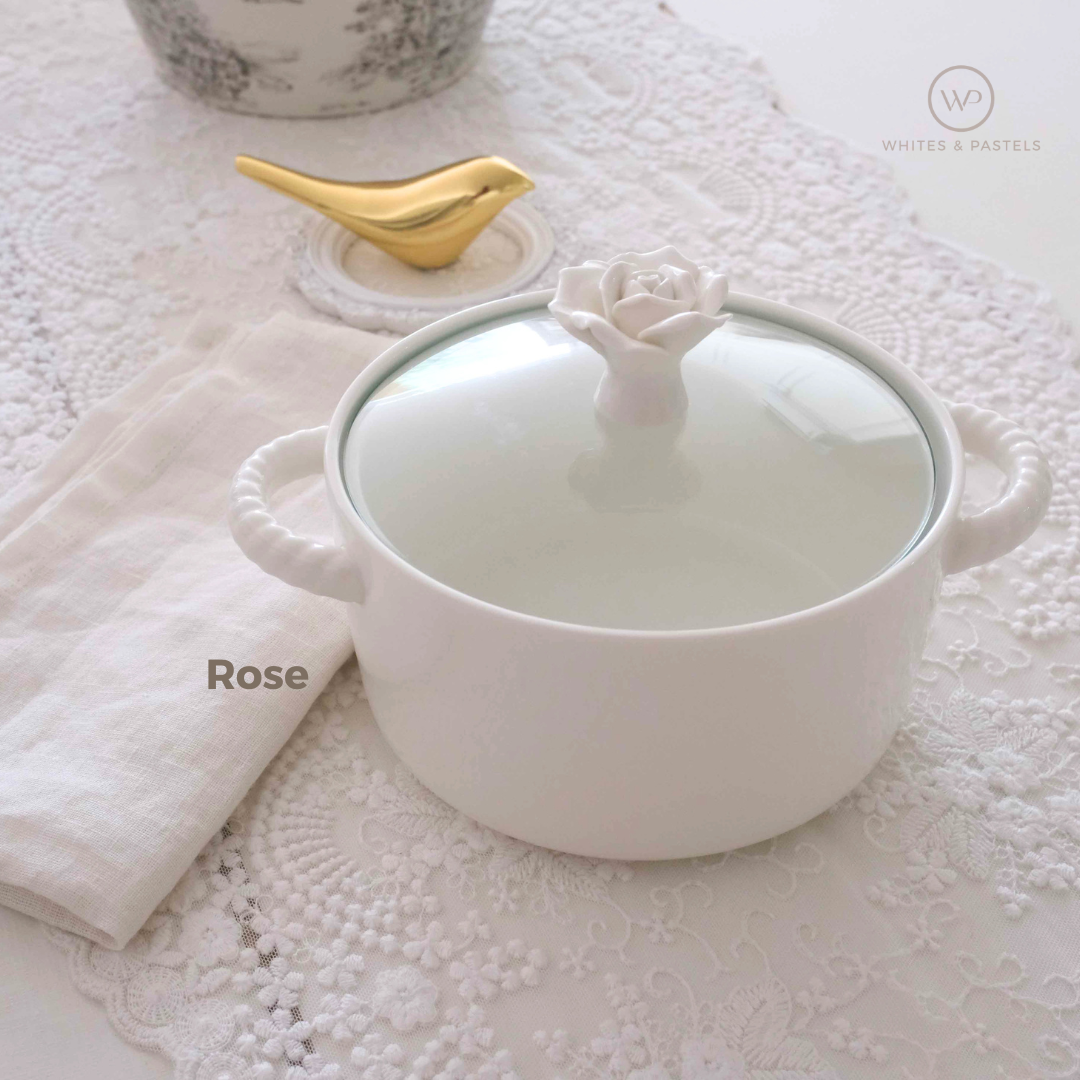 Premium ceramic casserole dish with floral lid for sophisticated table settings