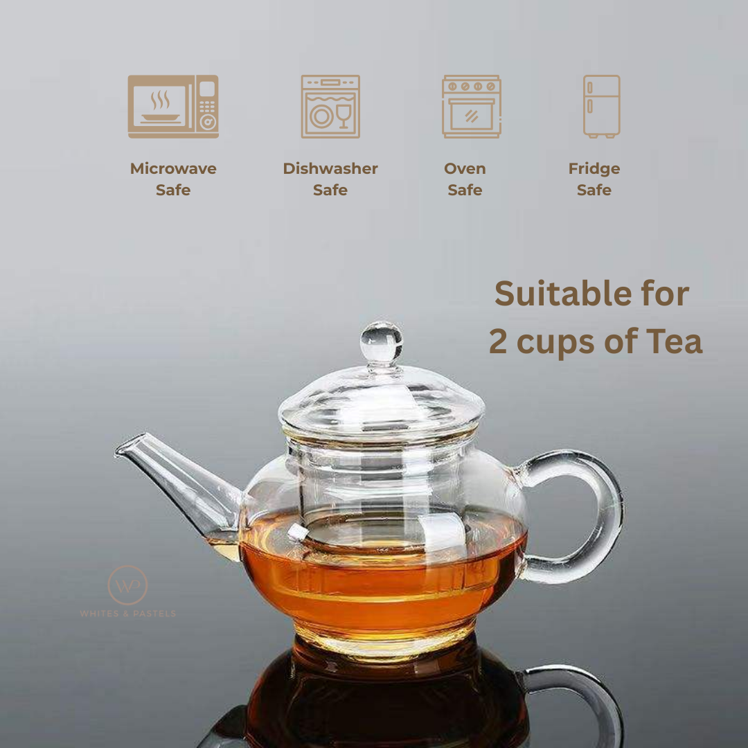 Glass Teapot with Infuser – 600ml Borosilicate Tea Pot