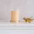 Pillar Candle with Glass Hurricane and Brass Coaster