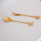 Premium gold cake forksand spoonswith leaf inspired handle design for dessert serving