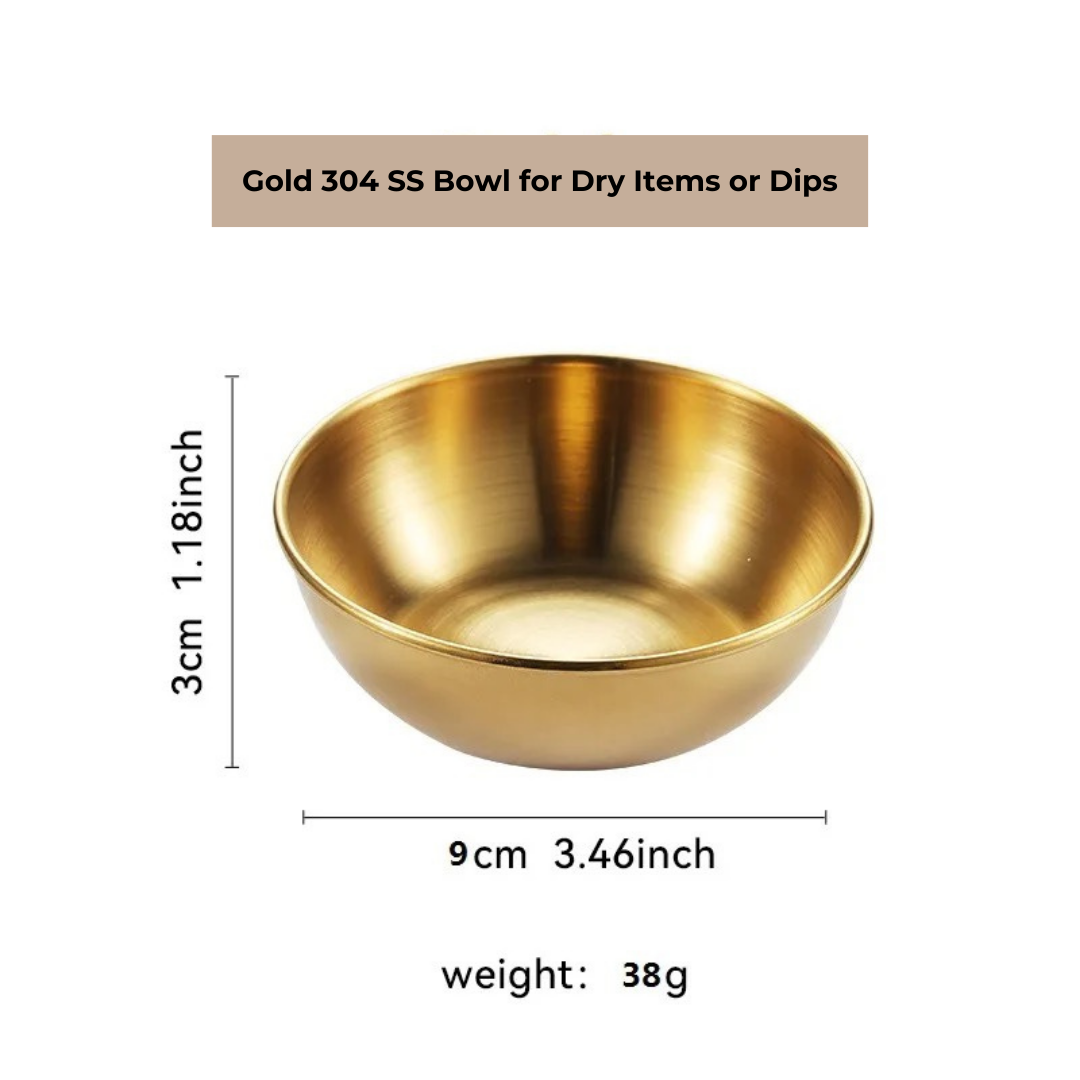 Gold Stainless Steel 4-Inch Bowl | Premium 304 Grade Katori with Food-Safe Matte PVD Finish