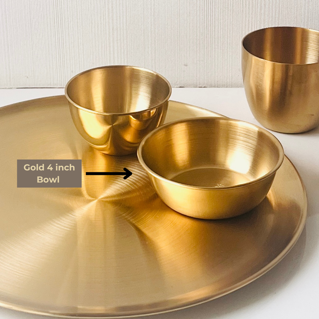 Gold Stainless Steel 4-Inch Bowl | Premium 304 Grade Katori with Food-Safe Matte PVD Finish