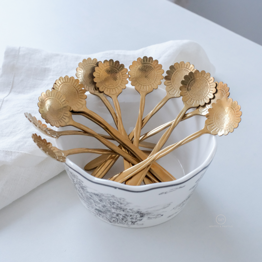 Premium gold floral spoons for coffee and cocktails