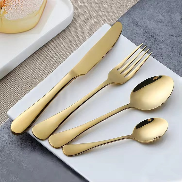 Gold flatware set with PVD finish – premium tableware for Indian dining