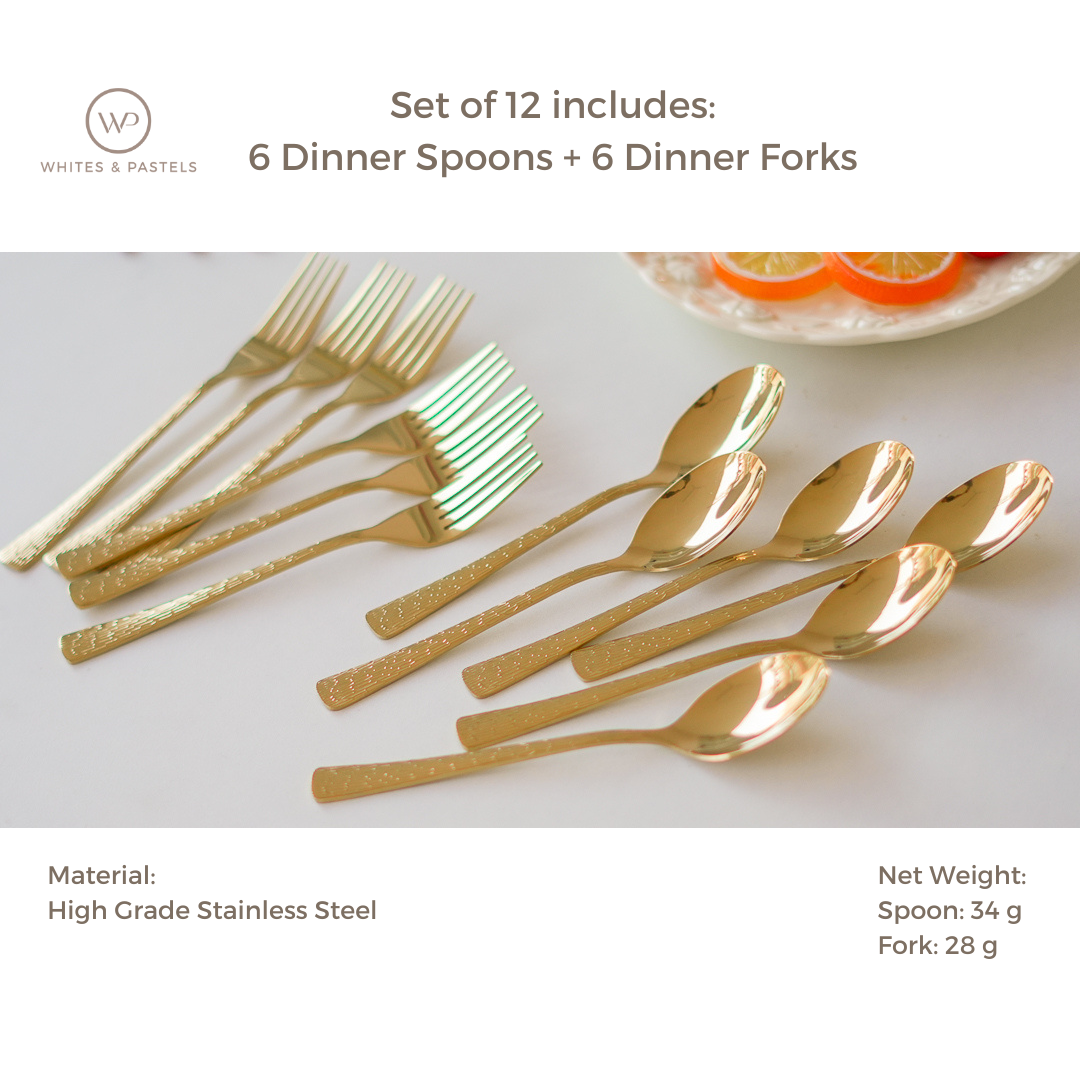 Gold PVD stainless steel cutlery – Whites & Pastels India