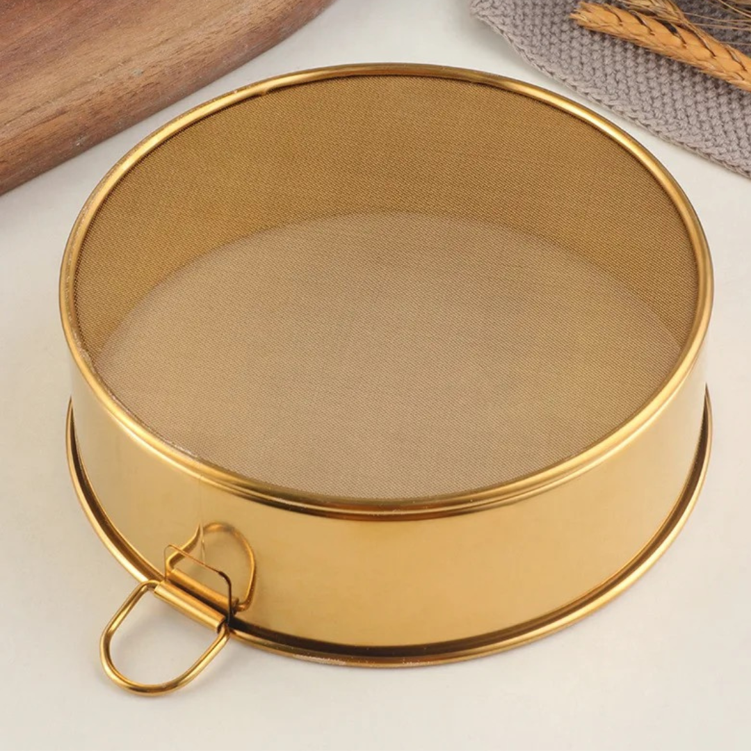 Gold Flour Sieve & Sifter - Stainless Steel - 2 Sizes