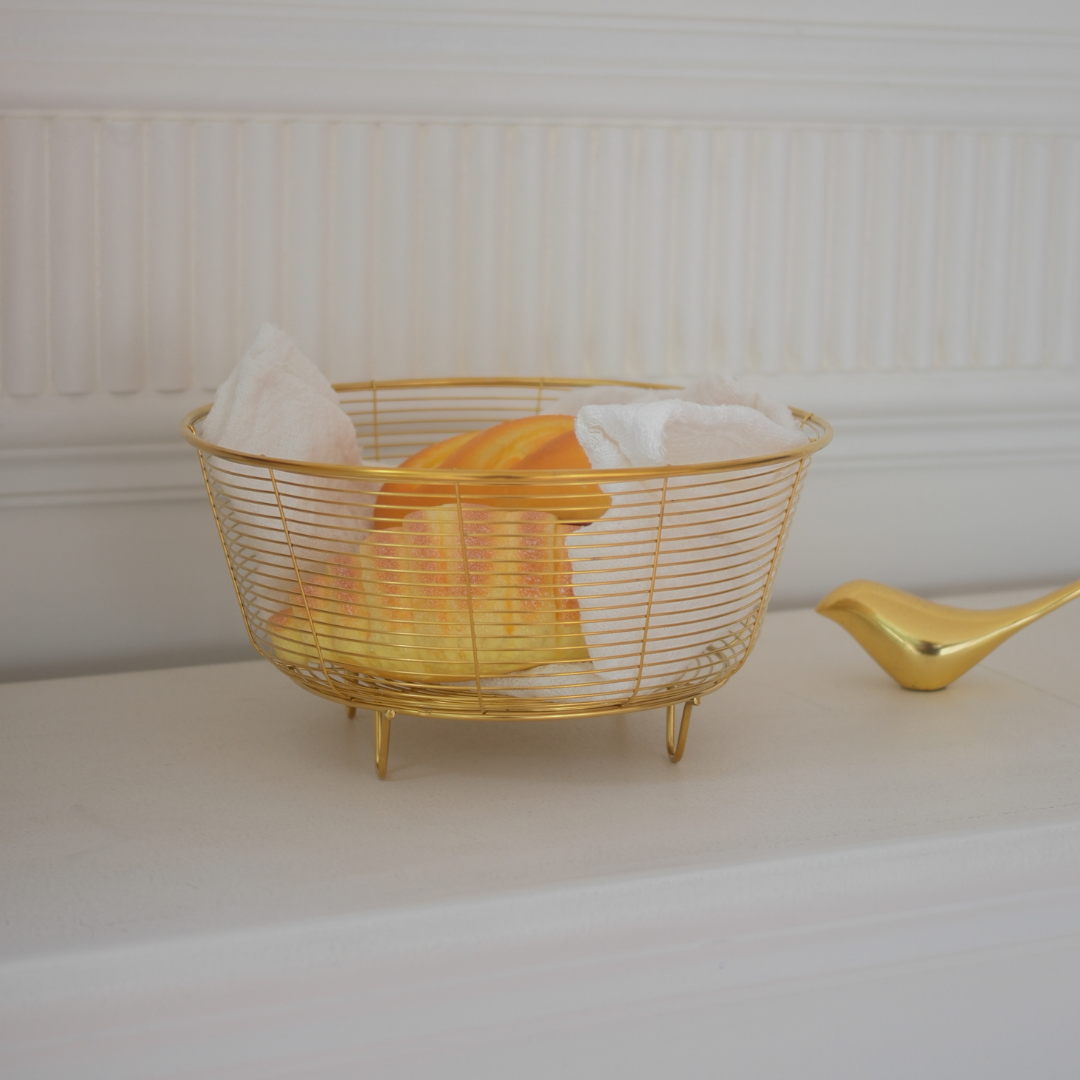 Gold wire food serving basket for hot and cold foods