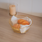 Gold metal fruit basket for kitchen countertop