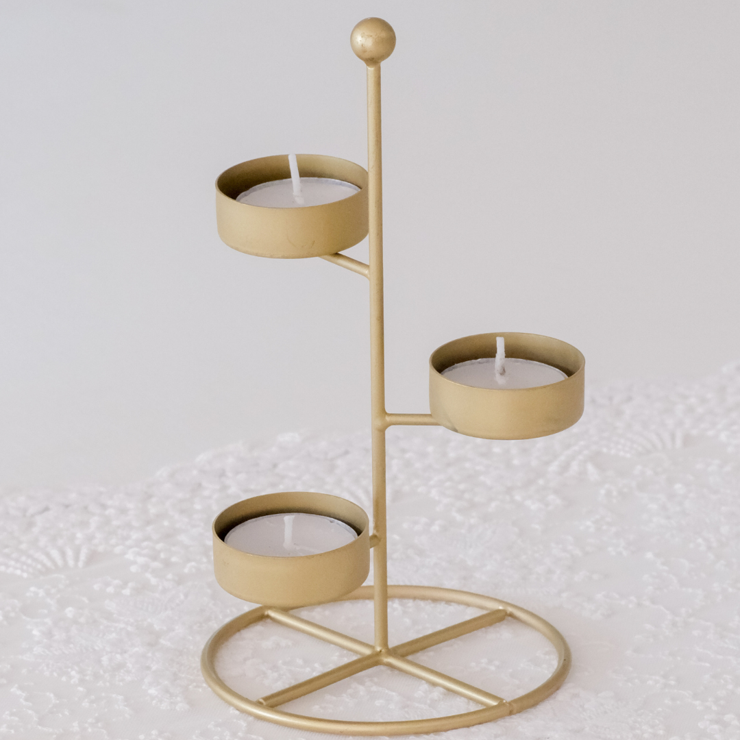 Gold geometric candle décor lantern for contemporary home interiors.