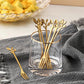 Gold Leaf Fruit and Dessert Fork | Set of 6 | Set of 12