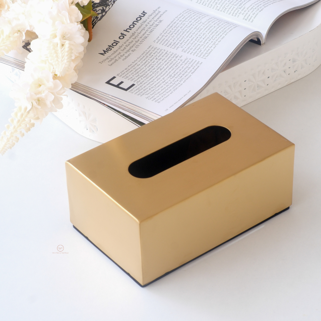 Premium gold tissue box organizer for living room décor