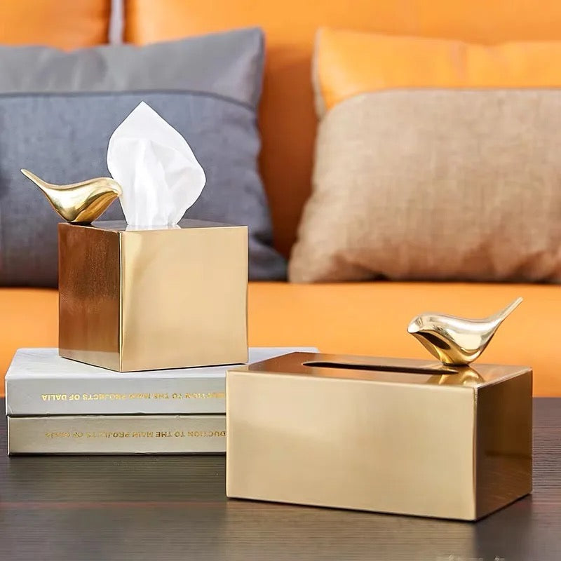 Gold Metal Tissue Box