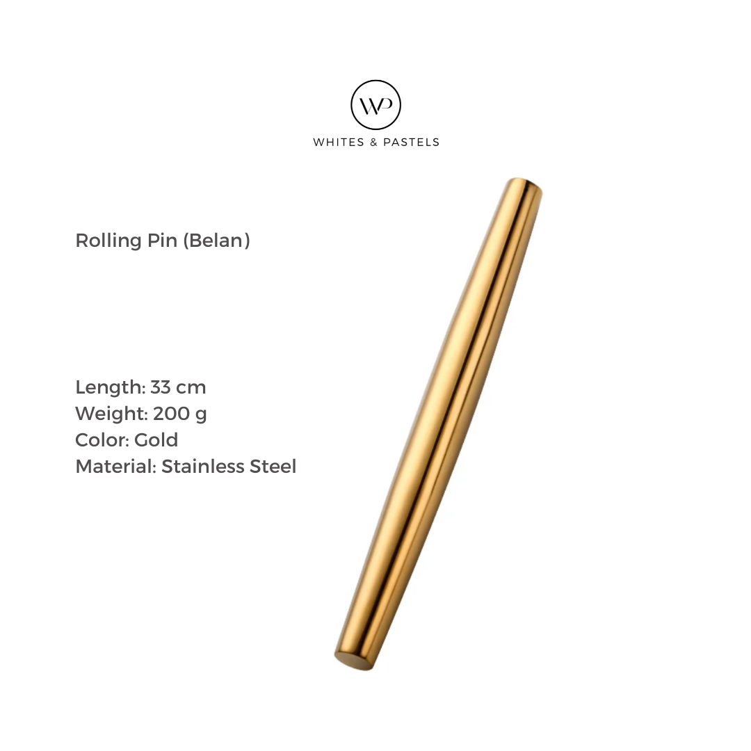 Gold Rolling Pin - Stainless Steel Belan – Whites & Pastels
