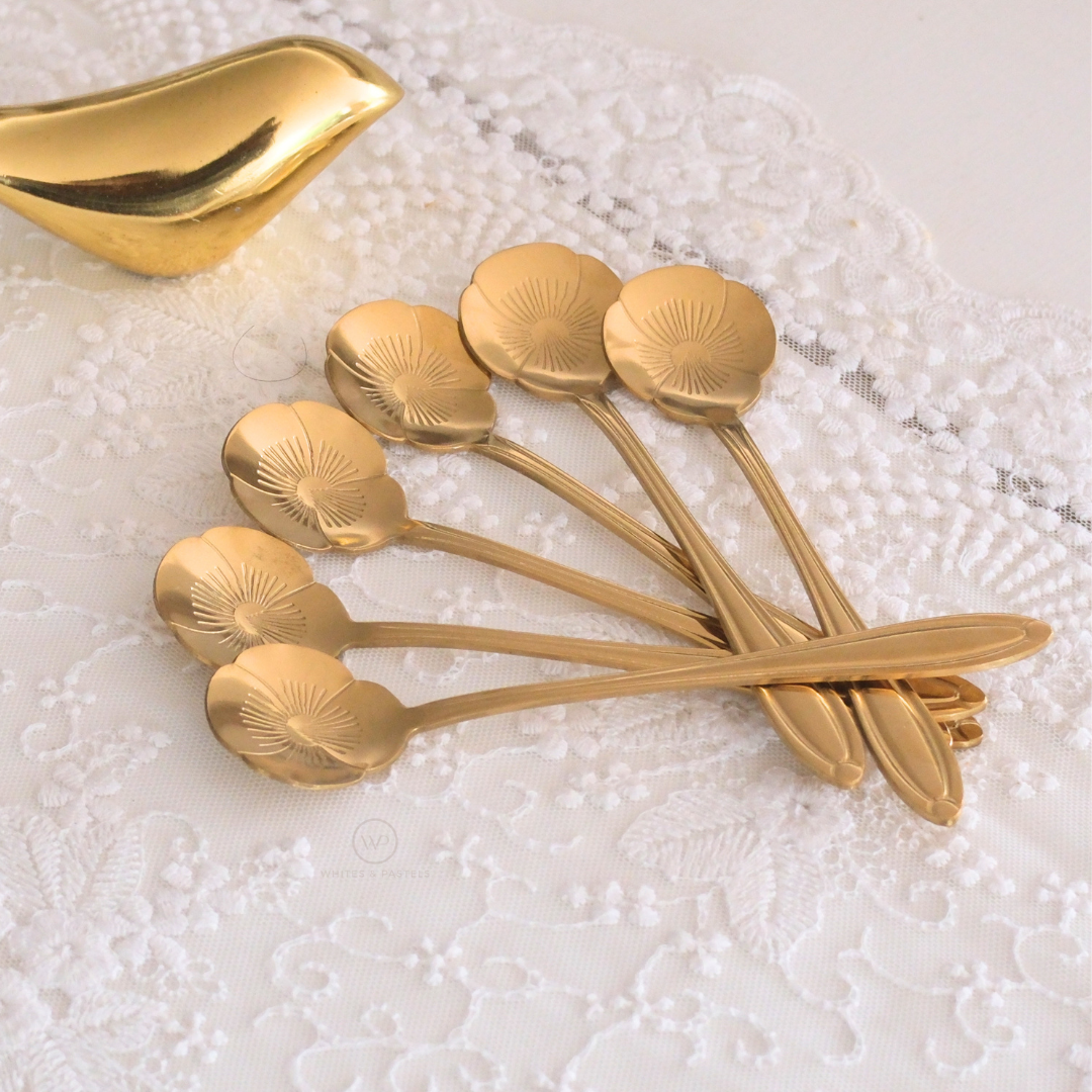 Gold stainless steel serving spoons designed for luxury entertaining