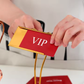 Gold buffet stand with card holder for food label or table sign