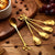 Set of 6 Leaf Dessert Tea & Cofee Spoon | Gold | Small