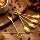 Set of 6 Leaf Dessert Tea & Cofee Spoon | Gold | Small