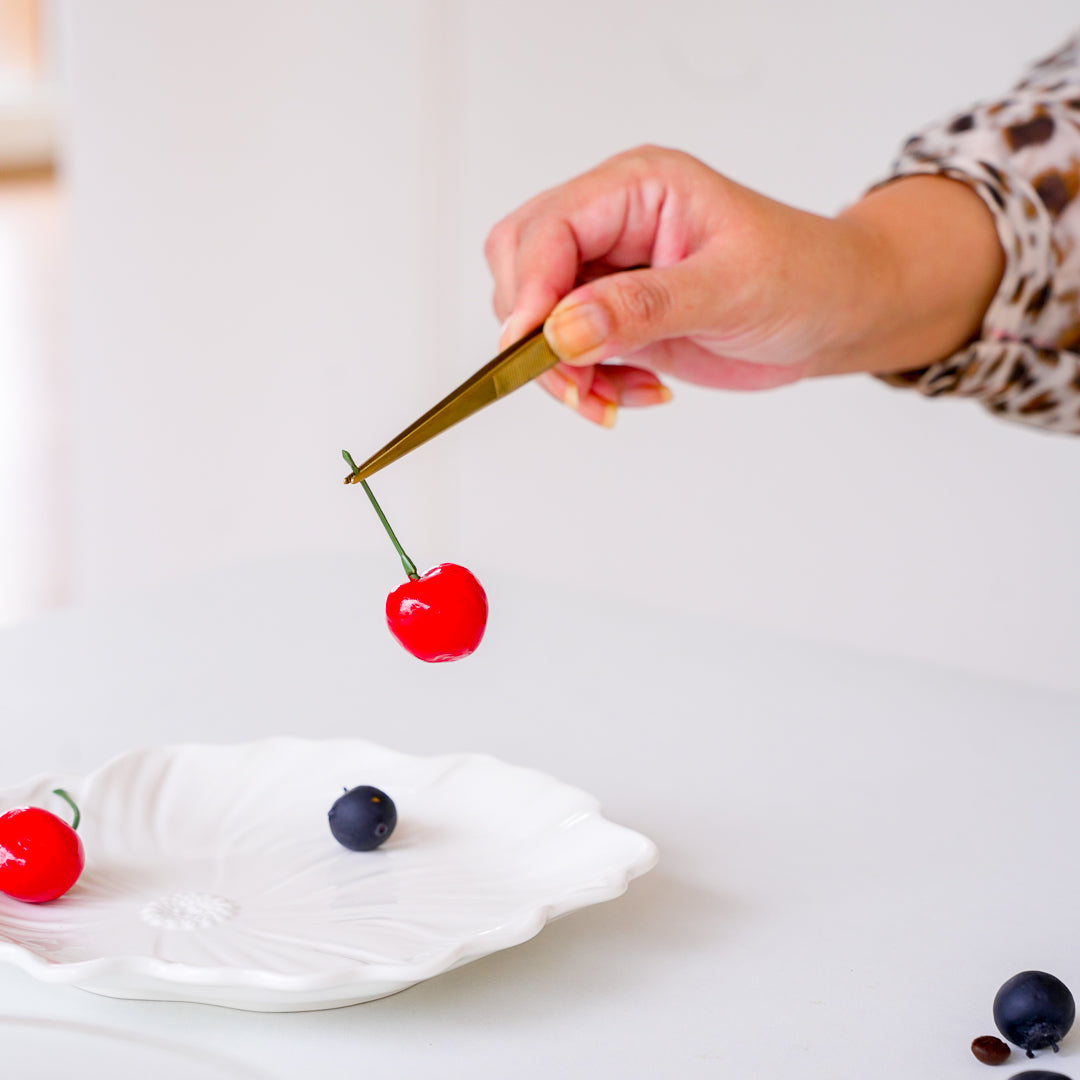 Gold plating tweezers for micro herb and garnish placement