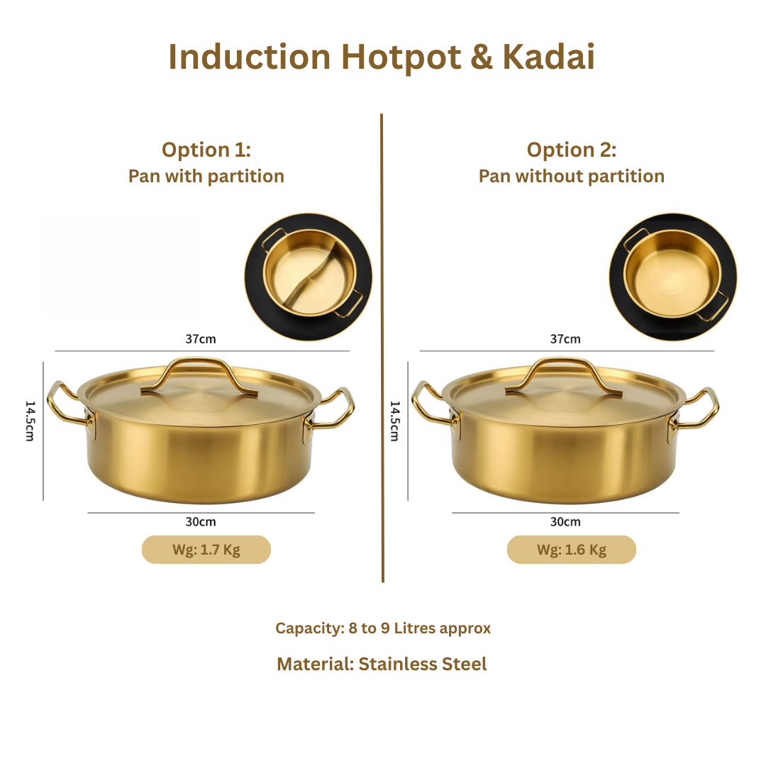 Two-in-One Serving Bowl Kadhai with Lid | Induction Hotpot