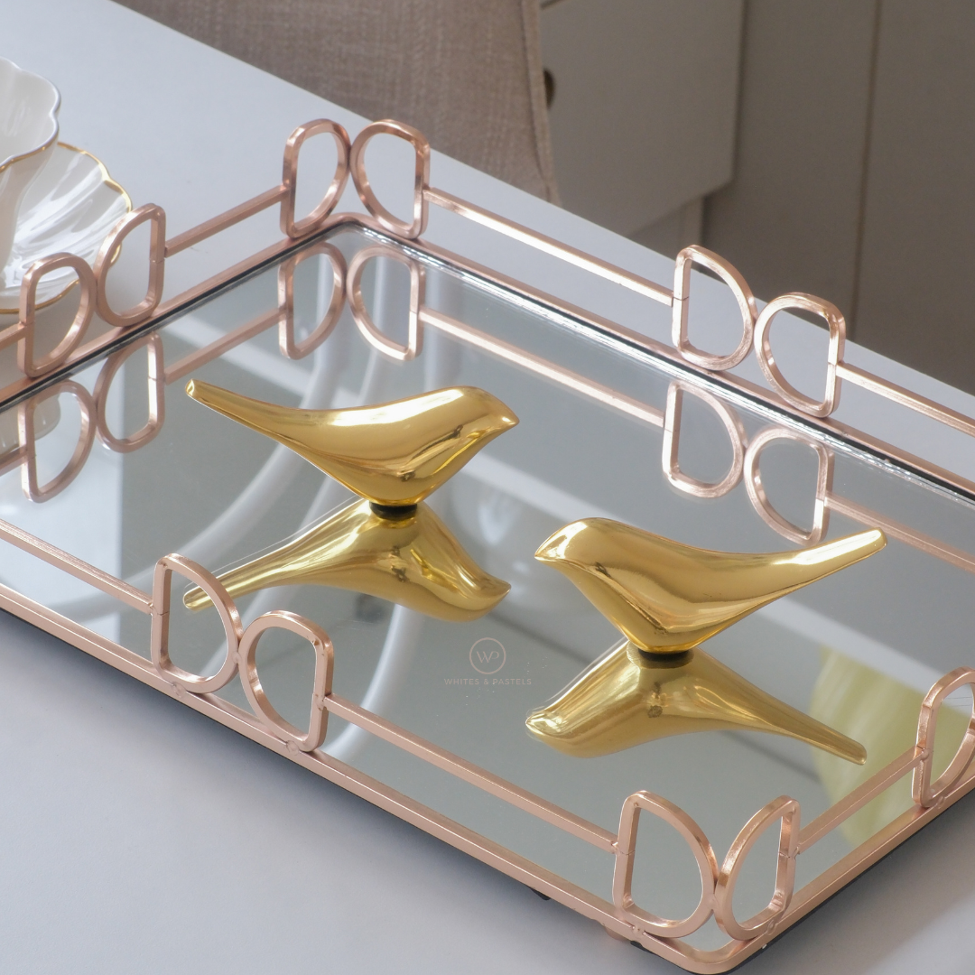 Luxury gold metal bird figurines set for modern home décor