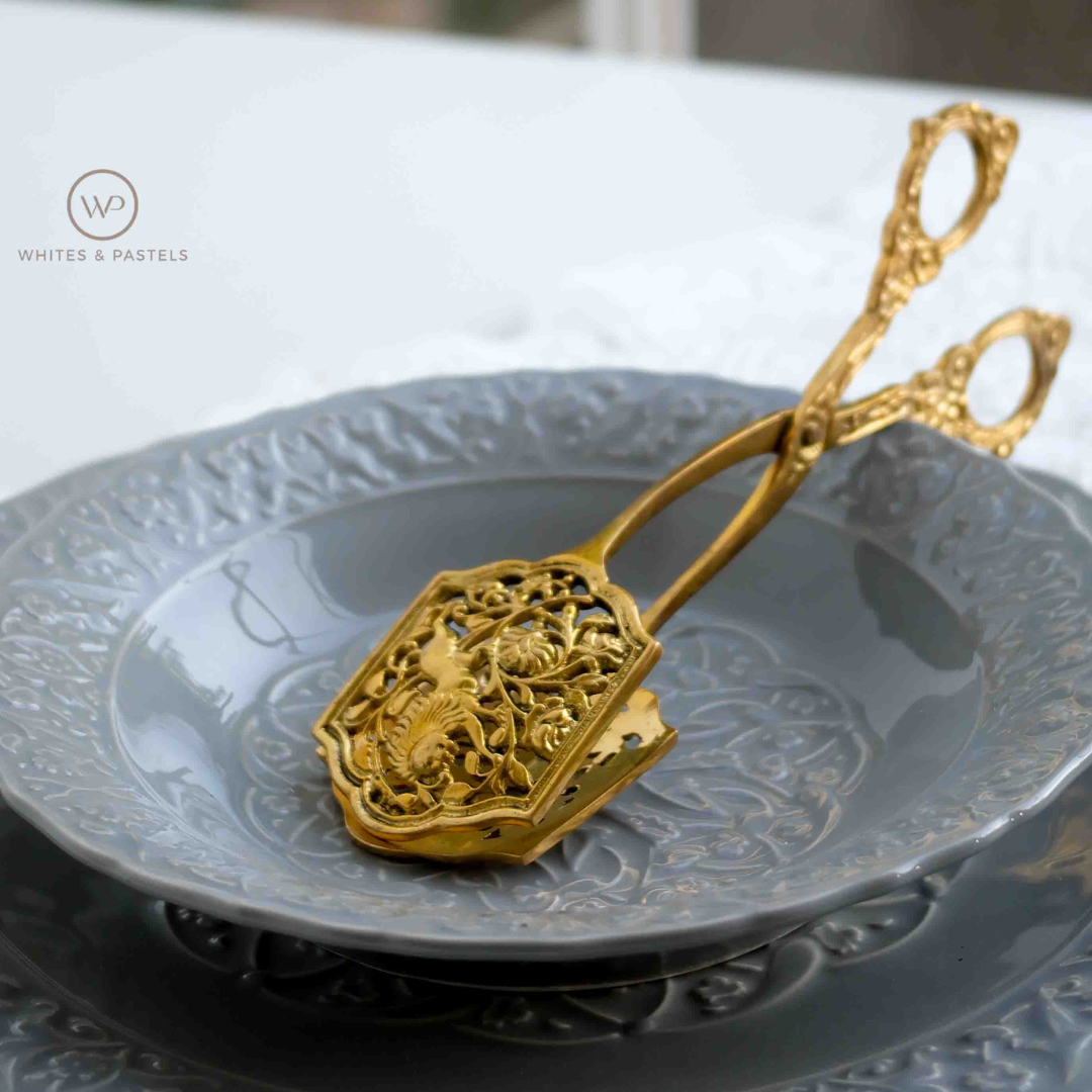 English Scissors Tong for Salad & Bread | Brass | Gold | Silver
