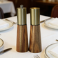 Salt Pepper Mill Grinder & Shaker Set with wooden Tray | Gold SS top